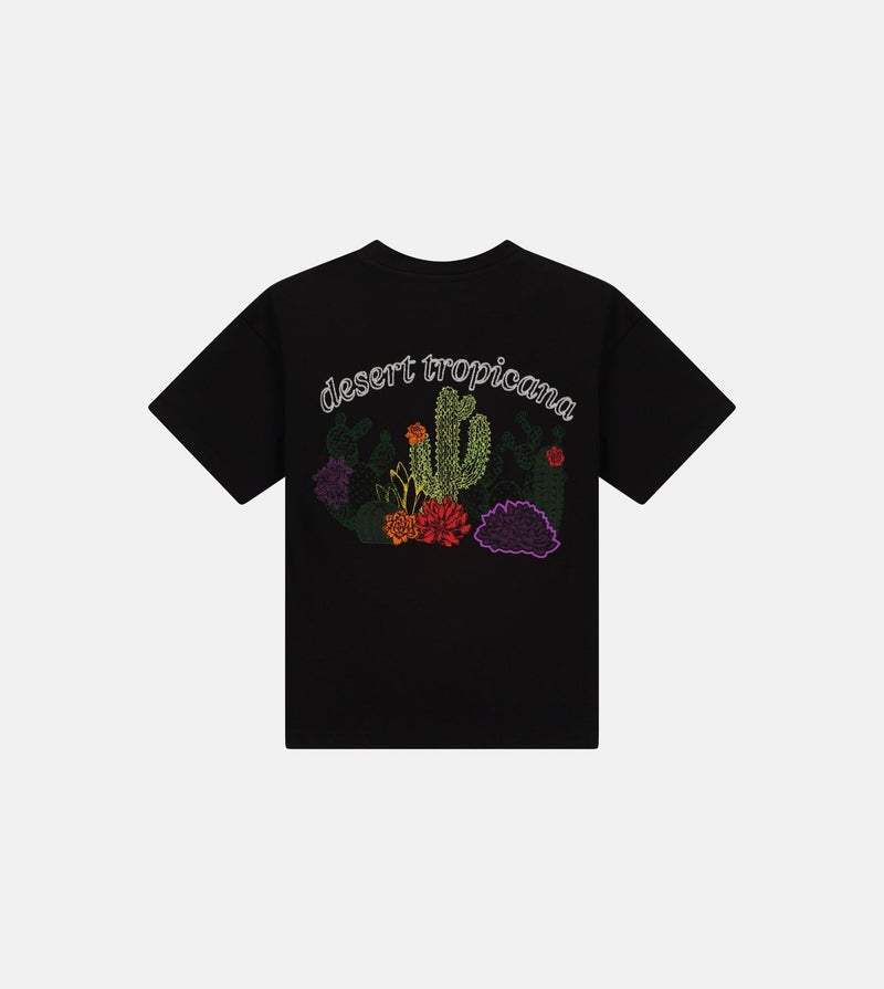 إف5 تيشيرت بناتي مطرز كبير الحجم أسود - Image 1